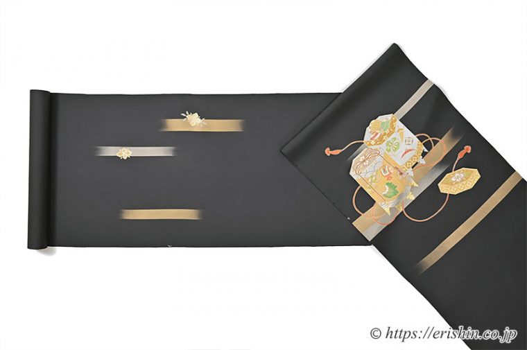 オリジナル染名古屋帯（金彩段霞に貝桶）