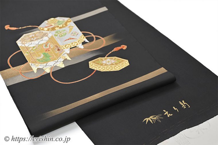 オリジナル染名古屋帯（金彩段霞に貝桶）