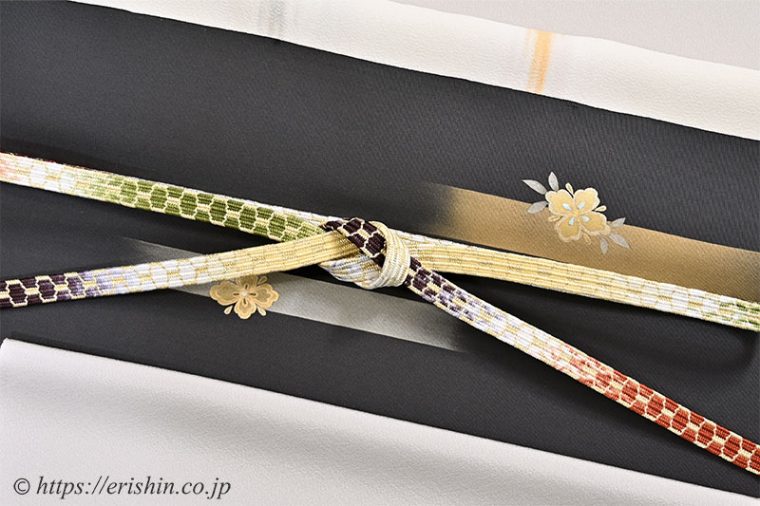 付下（菱散らし文/白茶色）にオリジナル染名古屋帯（金彩段霞に貝桶）