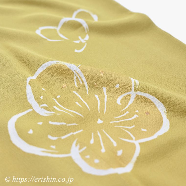付下（梅、薫る） 縮緬　芥子色