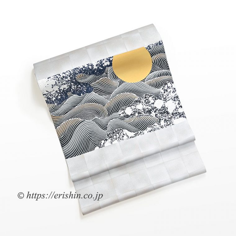 染名古屋帯（波に月）