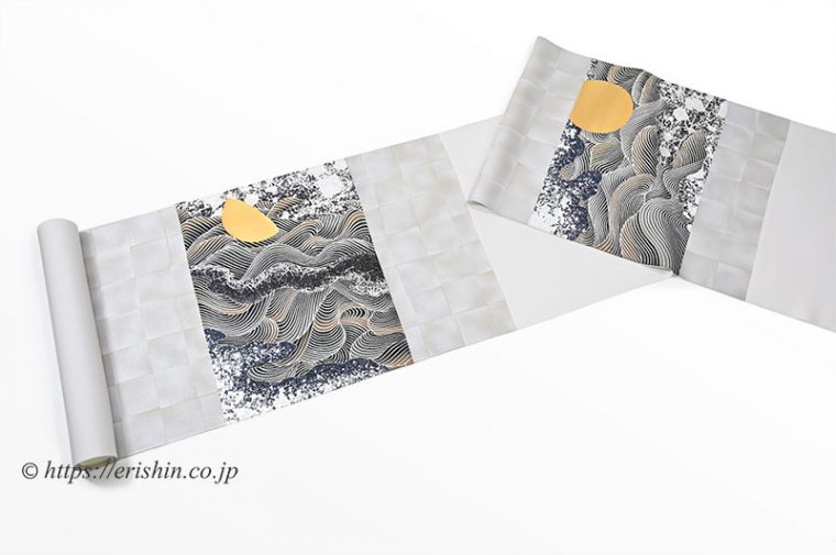 染名古屋帯（波に月）