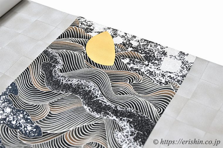 染名古屋帯（波に月）