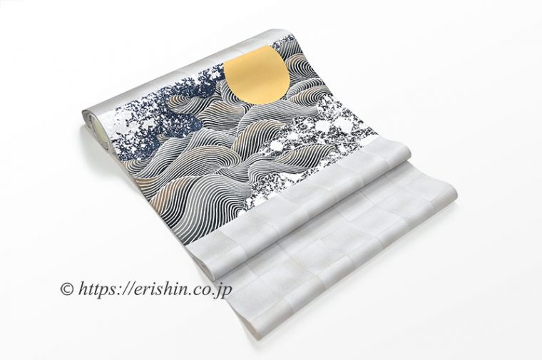 染名古屋帯（波に月）