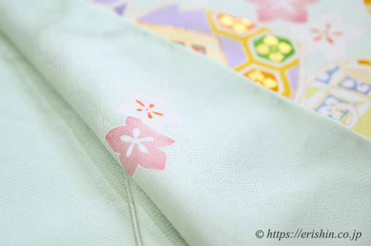 訪問着（葵尽くし/薄萌葱）に袋帯（松竹梅）