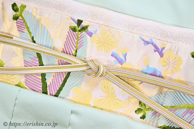 訪問着（葵尽くし/薄萌葱）に袋帯（松竹梅）