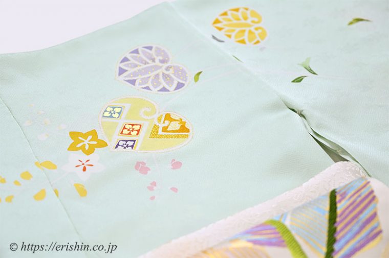 訪問着（葵尽くし/薄萌葱）に袋帯（松竹梅）