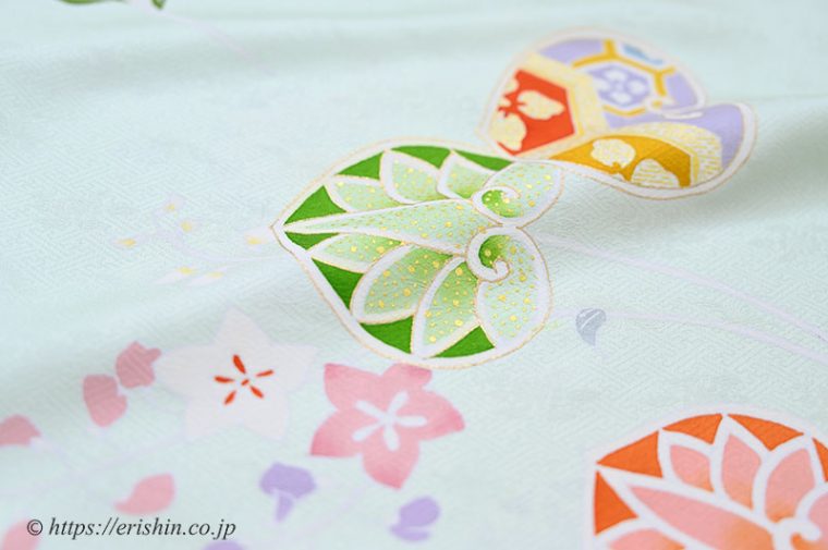 訪問着（葵尽くし/薄萌葱）に袋帯（松竹梅）