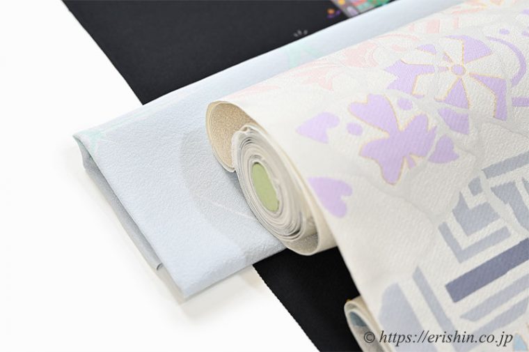 小紋（メルヘン/黒地）に九寸織名古屋帯（バルセロナタイル）