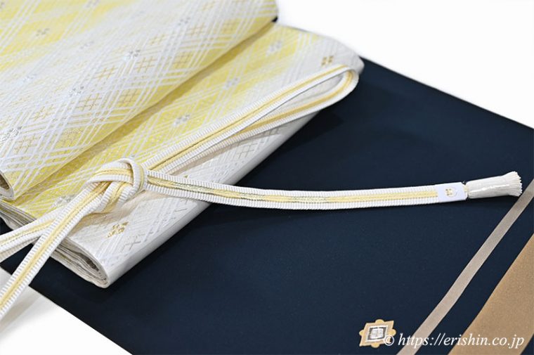 付下訪問着（金彩横段に宝尽くし）えり新オリジナルに美術工芸啓の袋帯（截金菱文）