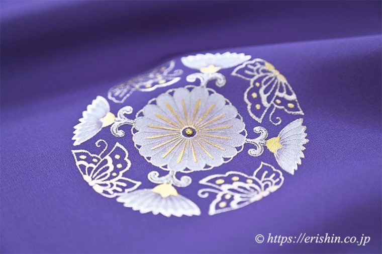 えり新オリジナル付下（金彩蝶華紋/紫苑色）