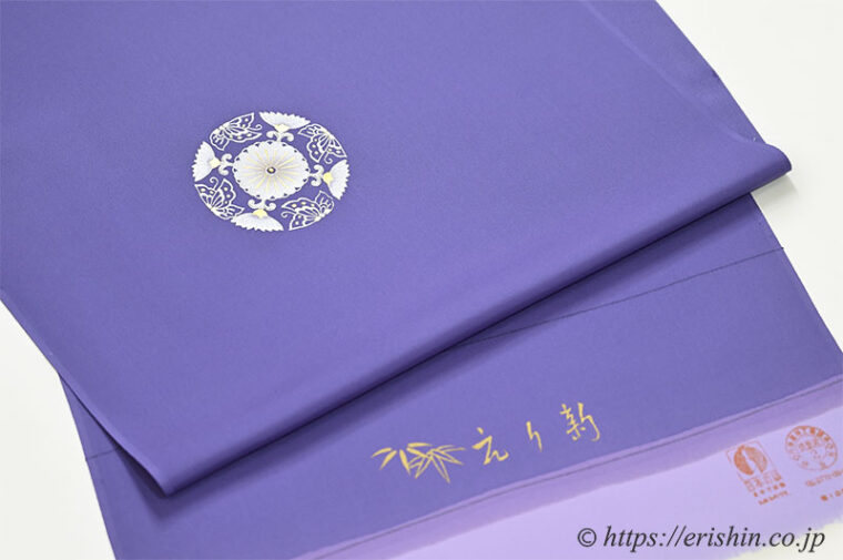 着物・えり新オリジナル付下（銀彩蝶華紋/紫苑色）