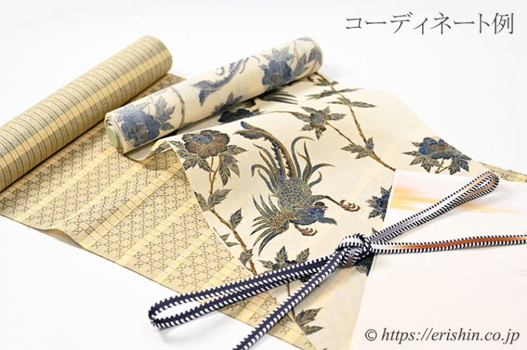 与那国花織と多ち花ガルーダ更紗染名古屋帯との着物コーディネート例