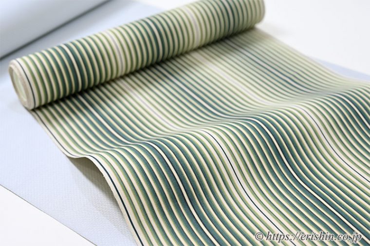 築城則子　小倉縞木綿名古屋帯（翠鼓）