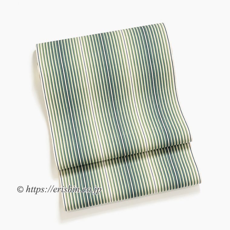 築城則子　小倉縞木綿名古屋帯（翠鼓）