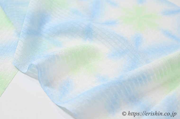 帯揚げ（雪花絞/空色×薄萌葱色）[夏・単衣向]