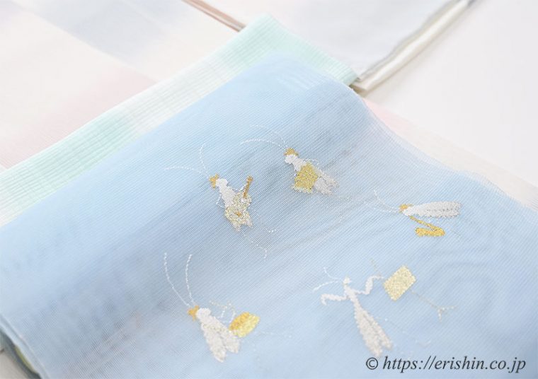 紗九寸織名古屋帯（虫の楽団）夏帯のコーディネート例