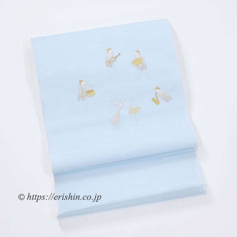 紗九寸織名古屋帯（虫の楽団）夏帯