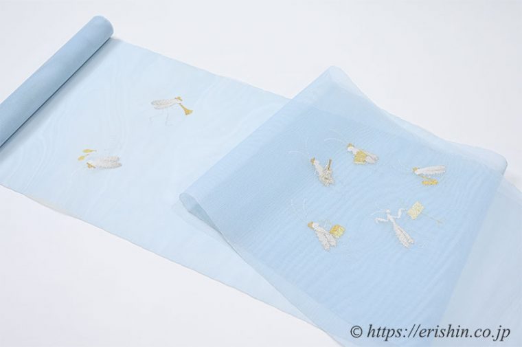 紗九寸織名古屋帯（虫の楽団）夏帯