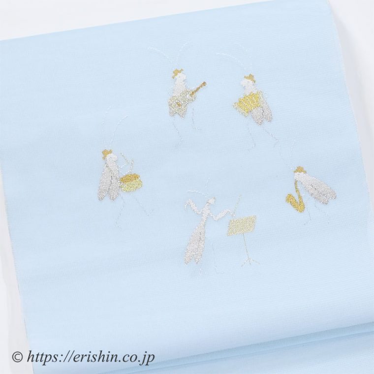 紗九寸織名古屋帯（虫の楽団）夏帯