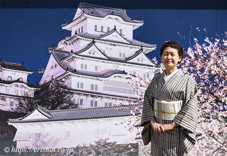 士乎路紬に宮崎涼子さんの九寸織名古屋帯