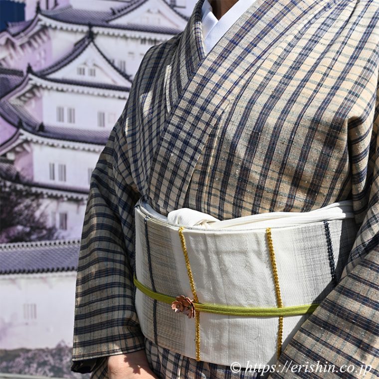 士乎路紬に宮崎涼子さんの九寸織名古屋帯