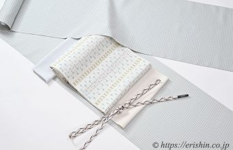 着物コーディネート「洗える絹のきもの/丹後織御召（小格子柄）をお求めやすく」