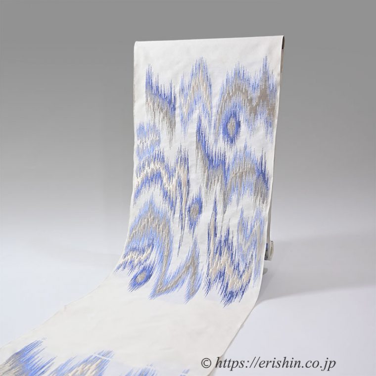 洛風林 九寸名古屋帯（太子間道/白練色）