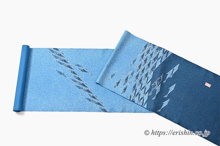 大村幸太郎　染名古屋帯（魚影紋）ローケツ染め