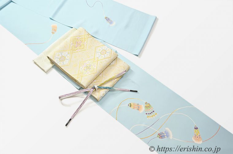 付下（飾り紐文）に袋帯（秀麗菱松竹梅）のコーディネート