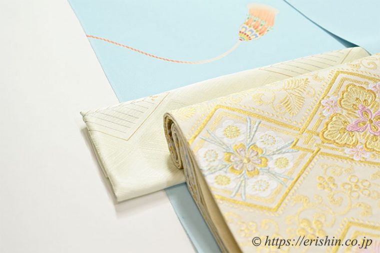 付下（飾り紐文）に袋帯（秀麗菱松竹梅）のコーディネート