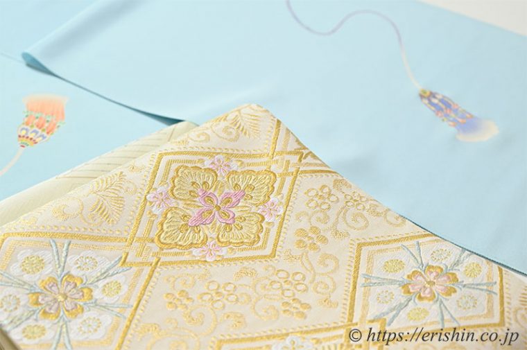 付下（飾り紐文）に袋帯（秀麗菱松竹梅）のコーディネート