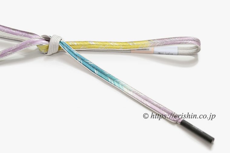 帯締め　笹波組（暈かし銀散らし/御納戸色×薄紅藤色）