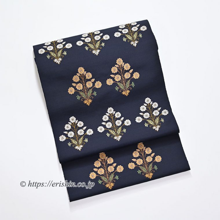 勝山さと子　絹雲織（小市松/橡色）