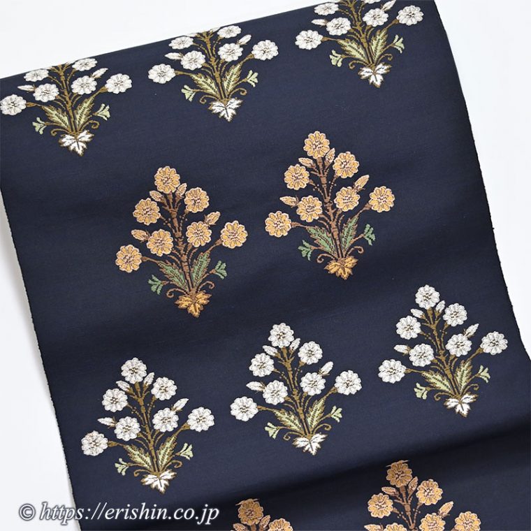 勝山さと子　絹雲織（小市松/橡色）