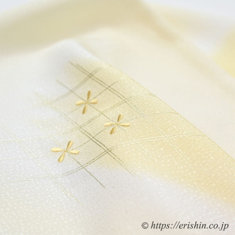 帯揚げ（菱格子小花/淡黄蘗色）