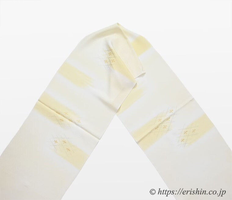 帯揚げ（菱格子小花/淡黄蘗色）