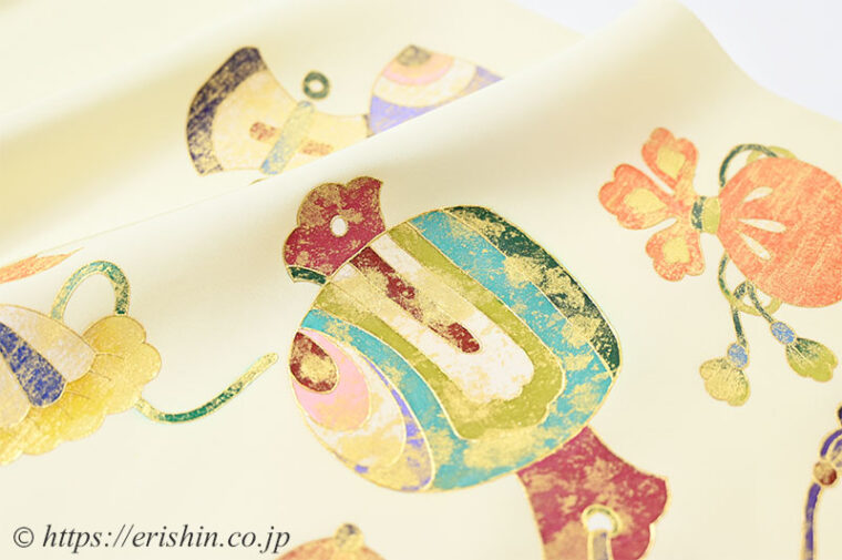 染名古屋帯（宝尽くし・摺箔/塩瀬）