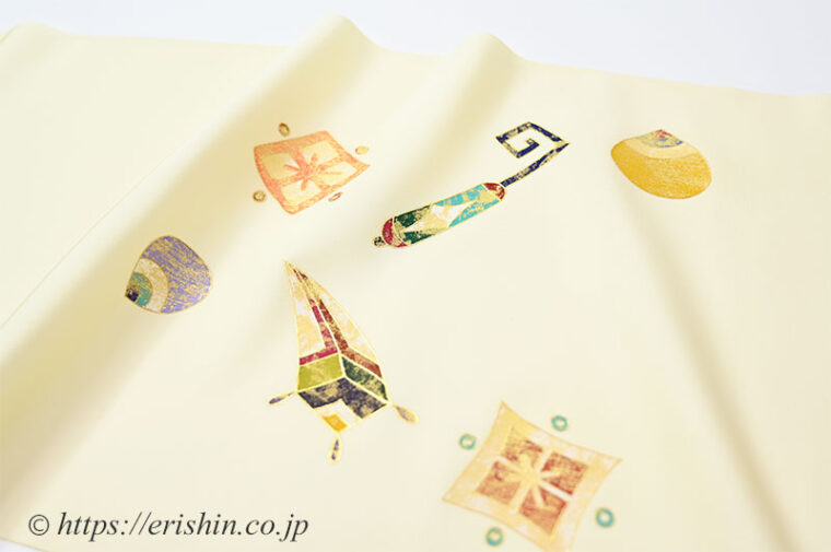 染名古屋帯（宝尽くし・摺箔/塩瀬）