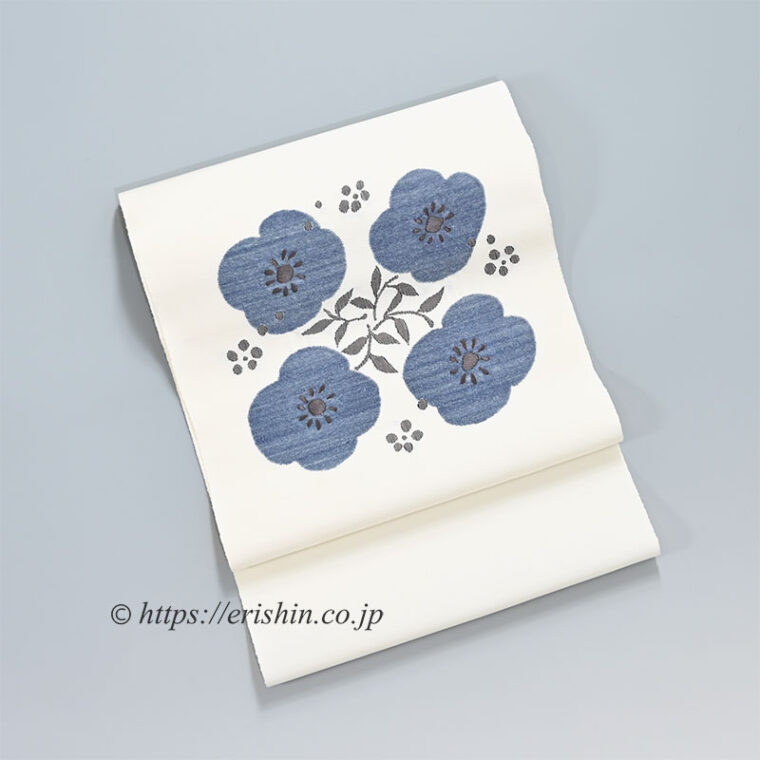 九寸織名古屋帯（四方花文）夢訪庵