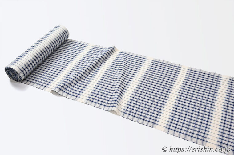 芝崎圭一作・藍絣木綿（格子）