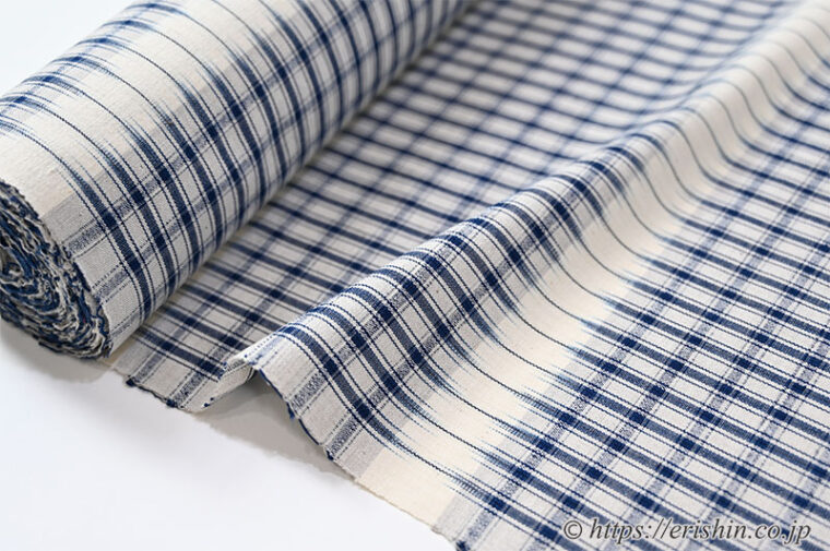 芝崎圭一作・藍絣木綿（格子）