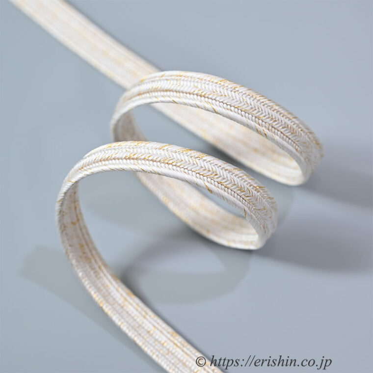 帯締め 畝打組（金散らし/卯の花色）