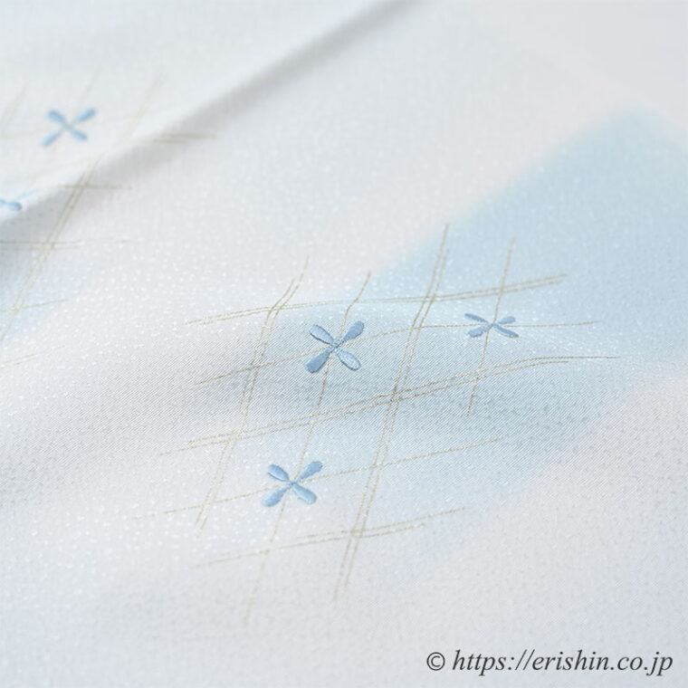 帯揚げ（菱格子小花/薄浅葱色）