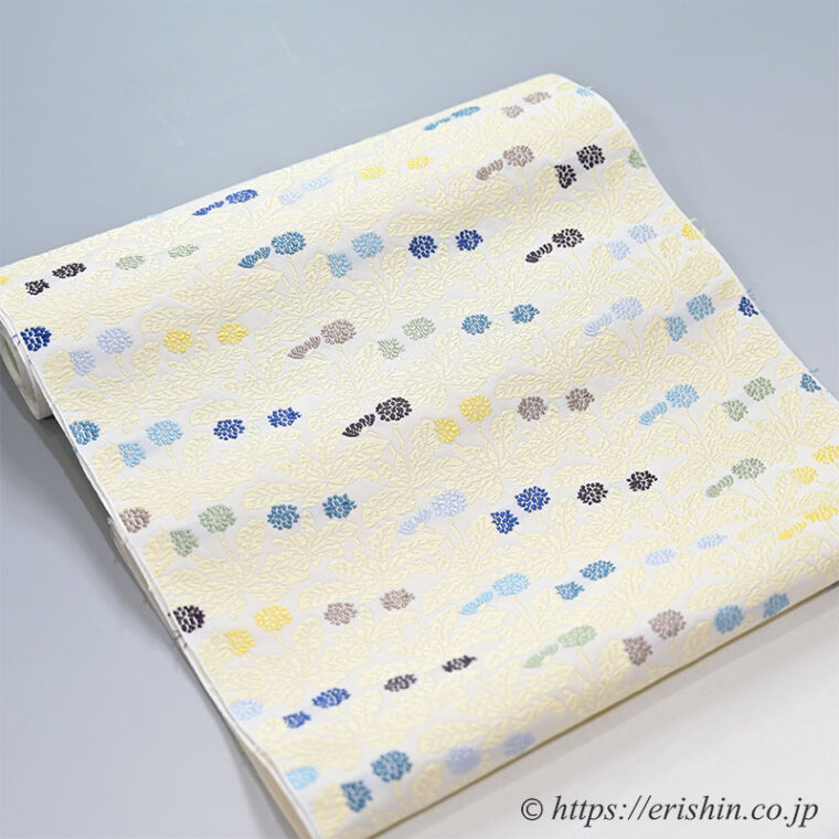 勝山さと子 蒲公英（タンポポ）の九寸織名古屋帯