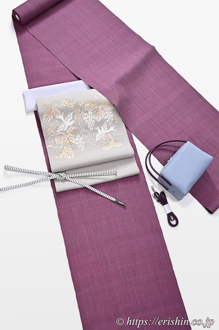 旬のお勧めコーディネート「夢訪庵の着物と帯で夢訪庵尽くし」