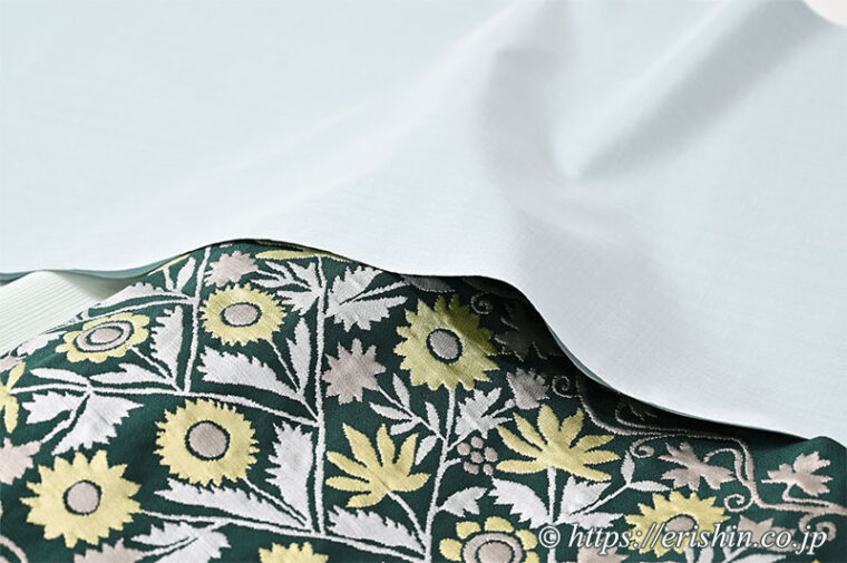 旬のお勧めコーディネート「洛風林ウクライナ縫花文と芝崎圭一座繰紬」