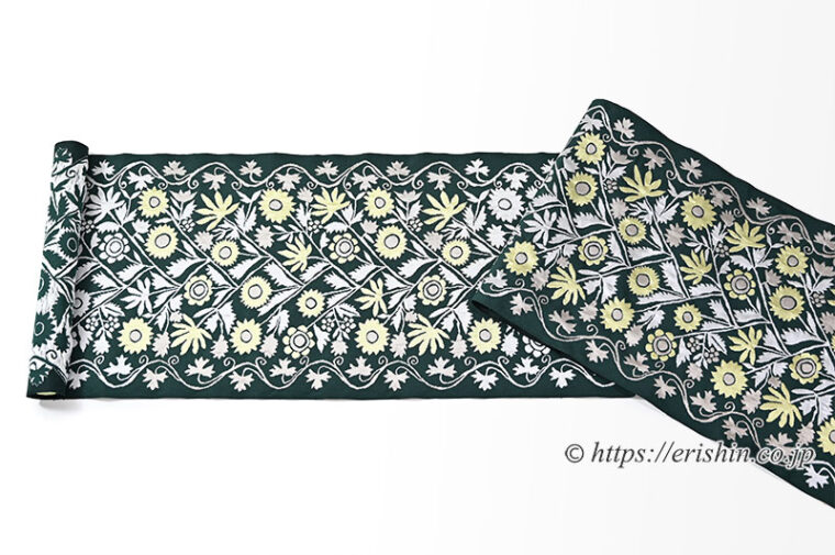 洛風林九寸織名古屋帯（ウクライナ縫花文）
