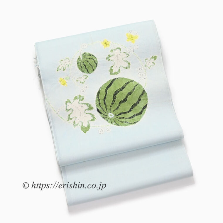 森健持・作　辻ヶ花染め　夏染名古屋帯（西瓜）