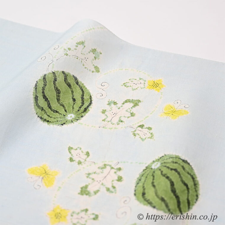 森健持・作　辻ヶ花染め　夏染名古屋帯（西瓜）